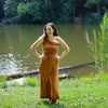Freya Wide-Leg Goddess Pant in FRENCH CLAY, Size SMALL