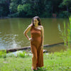 Freya Wide-Leg Goddess Pant in FRENCH CLAY, Size SMALL