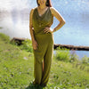 Freya Wide-Leg Goddess Pant in OLIVE GREEN, Size MEDIUM