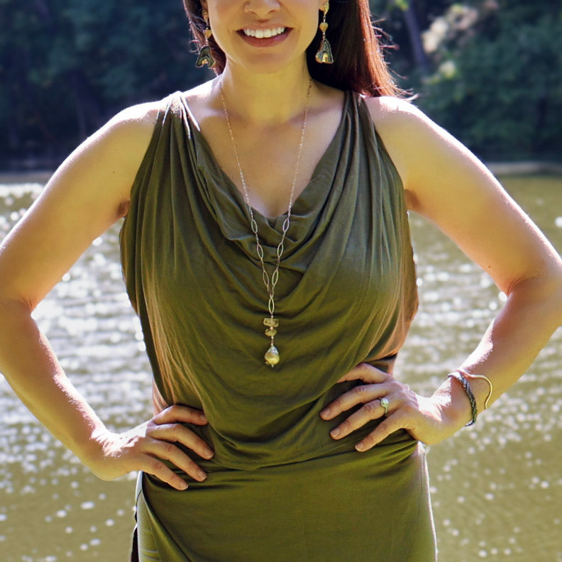Isis Cowl Top in OLIVE GREEN, Size MEDIUM