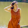 Oshun Goddess Drape Top in TERRA COTTA, Size MEDIUM