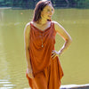 Oshun Goddess Drape Top in TERRA COTTA, Size MEDIUM