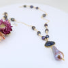 RESERVED for Charlotte: Baroque Pearl, Sapphire, and Peacock Pearl 14K Gold-Filled Necklace